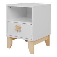 Nachtschrank XO - Weiß und Natur - Memomad