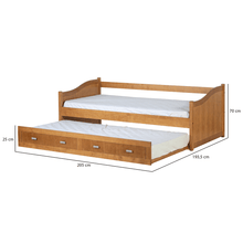 Ausziehbett Einzelbett Modul aus Massivholz – Nussbaum-Optik | Holzbett
